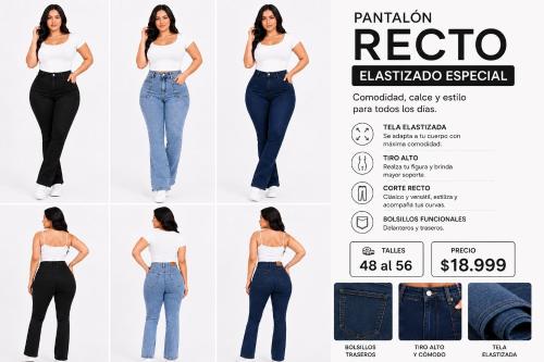 Pantalón Recto Elastizado Especial 48 al 56
