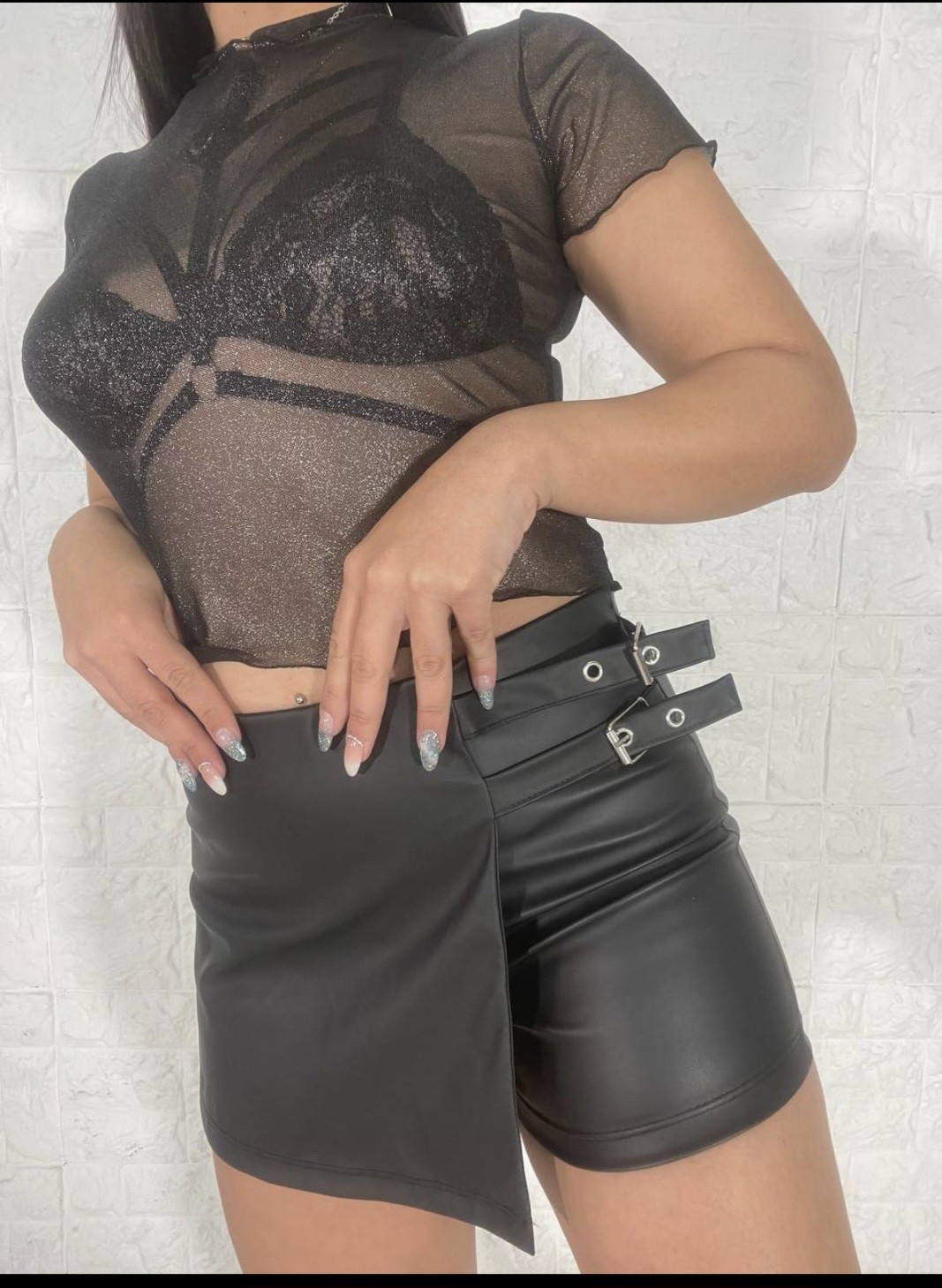 Short Pollera Cuerina 2 Hebillas - Imagen 3