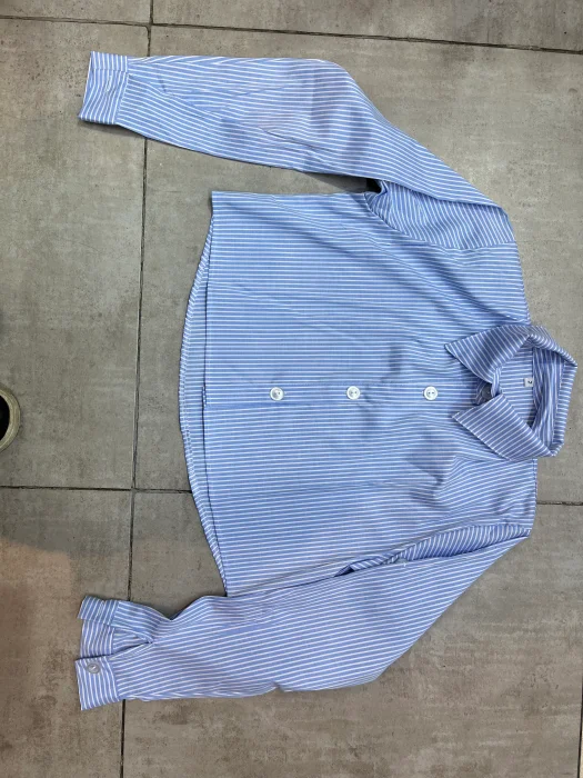 Camisa Corta Rayada Poplin Elastizado