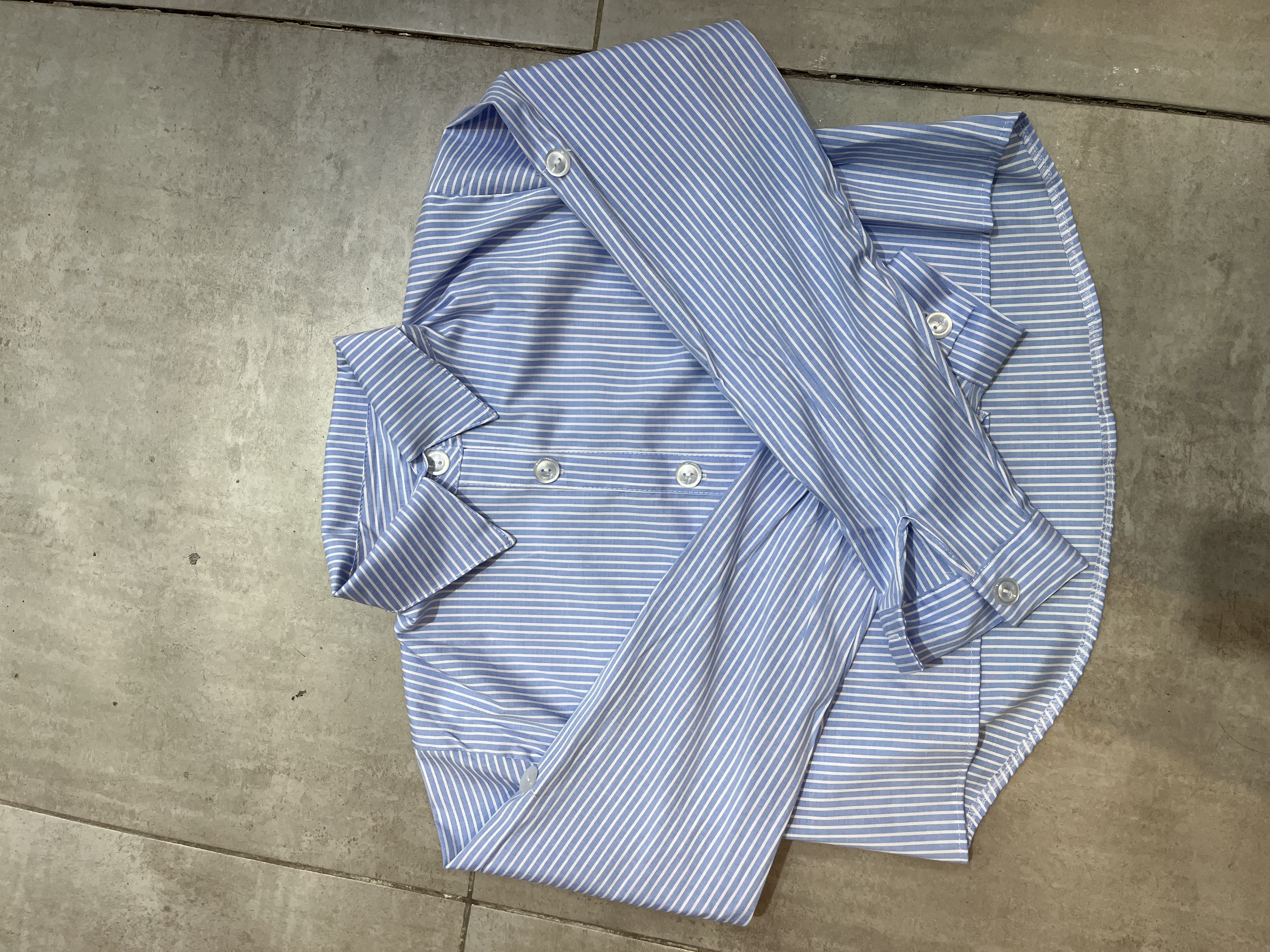 Camisa Corta Rayada Poplin Elastizado - IMG_3369.jpeg