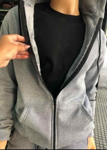 Campera Wafle con Piel