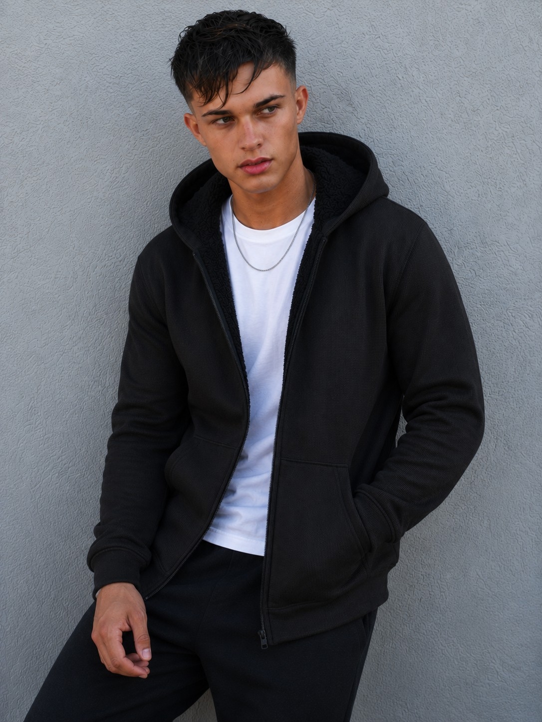 Campera  Wafle con Piel - Imagen 4