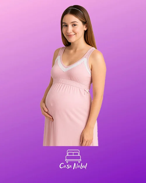 -camison Maternal Amamantar Liso Puntilla Puro Algodon