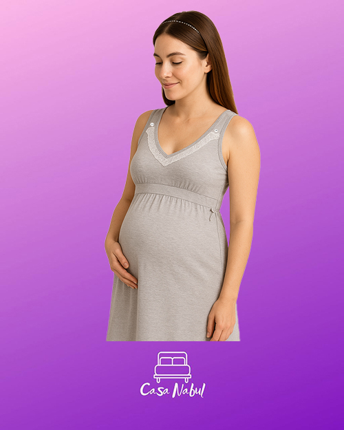 -camison Maternal Amamantar Liso Puntilla Puro Algodon - 5429%20GRIS%20MELANGE%20PORTADA.jpg