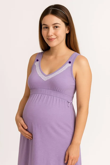 -camison Maternal Amamantar Liso Puntilla Puro Algodon