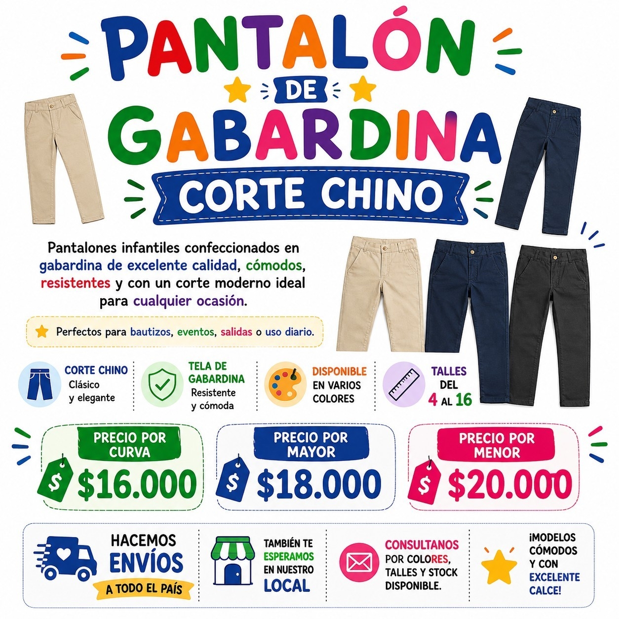 Pantalón de Gabardina Corte Chino - Imagen 3