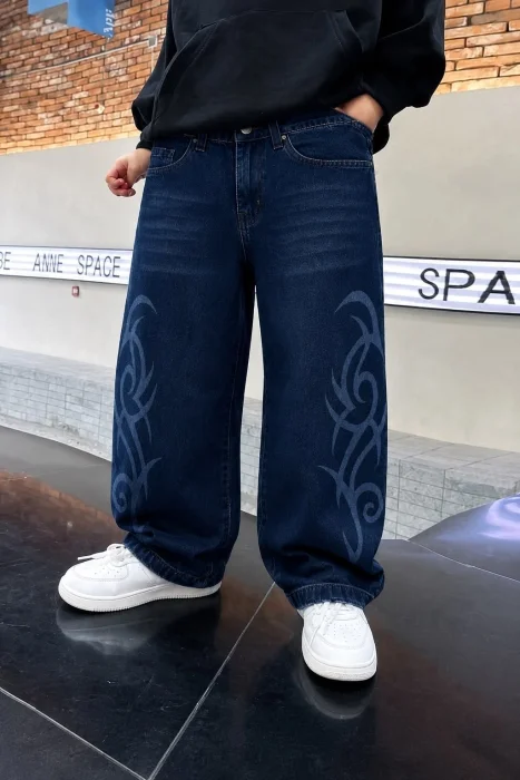Jeans Baggy con Diseño Tribal