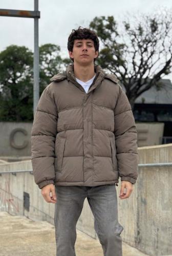 Puffer Beige Tostado Negro Unisex con Piel