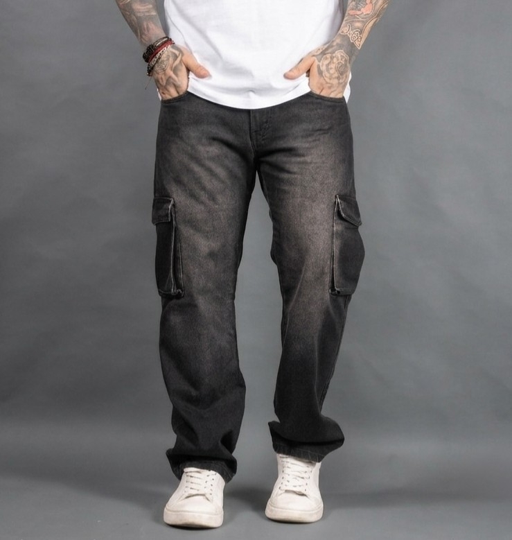 Pantalón Mom Cargo Negro Stone Localizado - Imagen 1