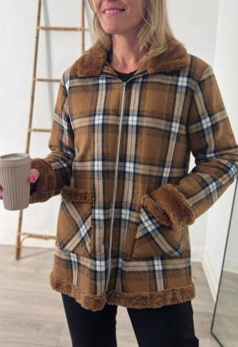 Campera a Cuadros con Piel
