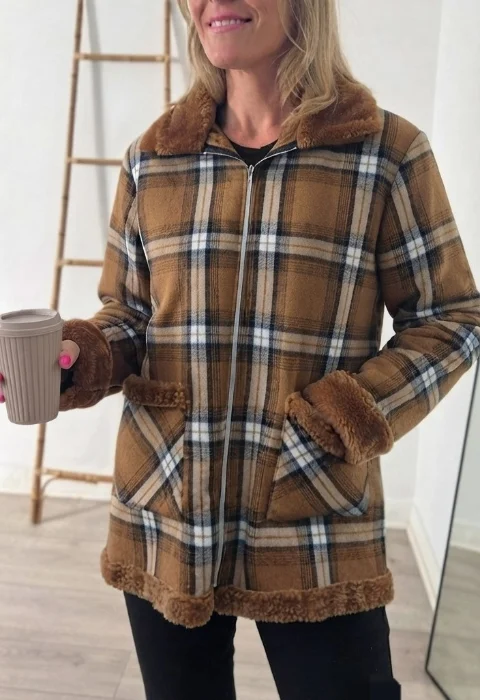 Campera con Piel Cuadros