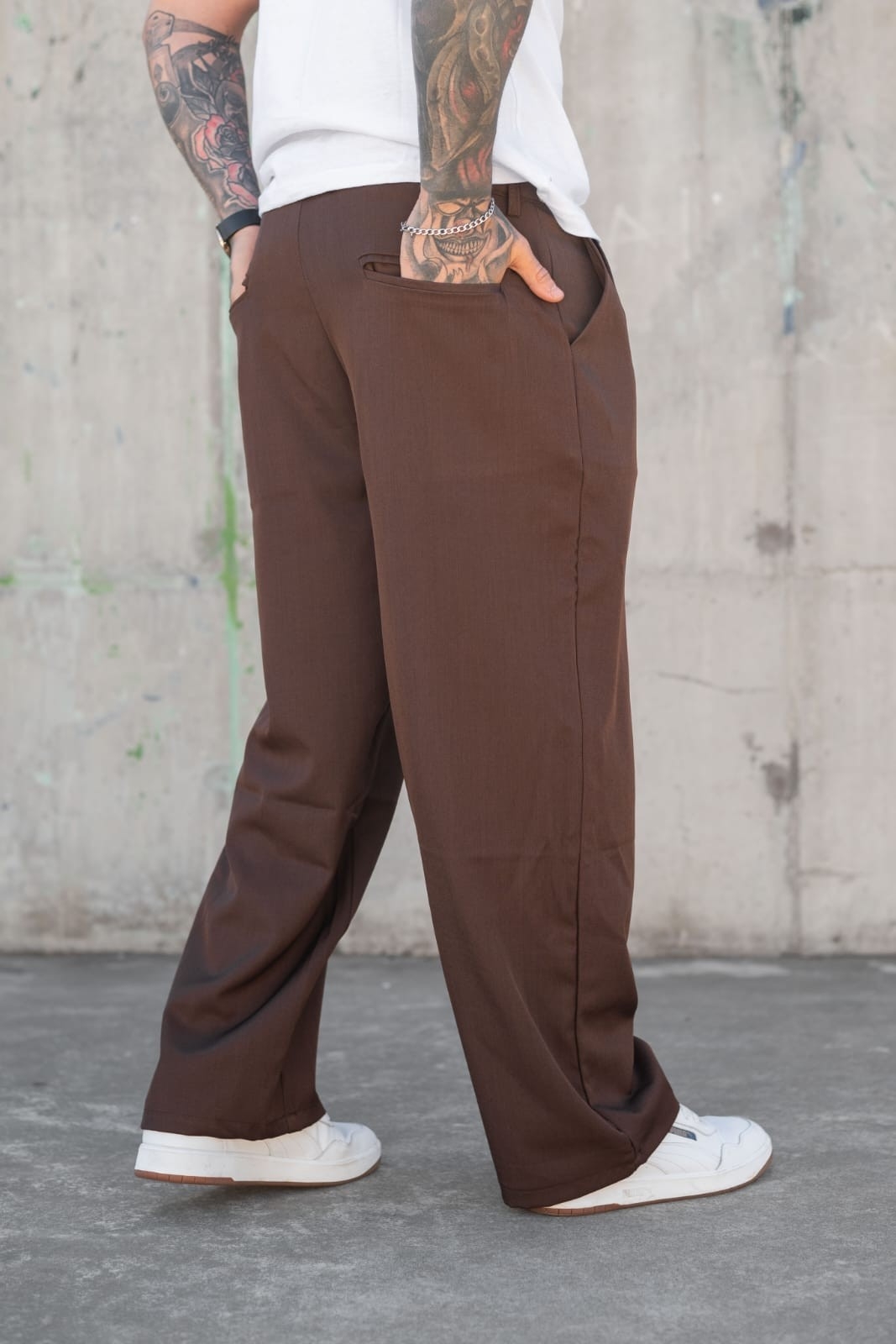 Pantalón Maxi Baggy Sastrero Marón Oscuro - Imagen 1