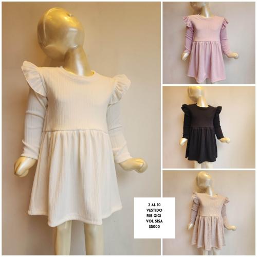 Vestido Rib Gigi Liso Volado Sisa
