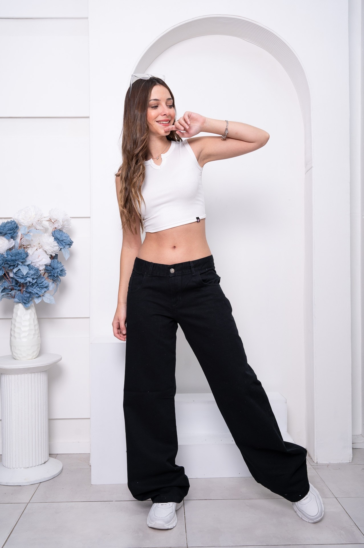 'art 193-6' 36 al 46 Wide Leg Negro Tiro bajo "trend" - Imagen 3
