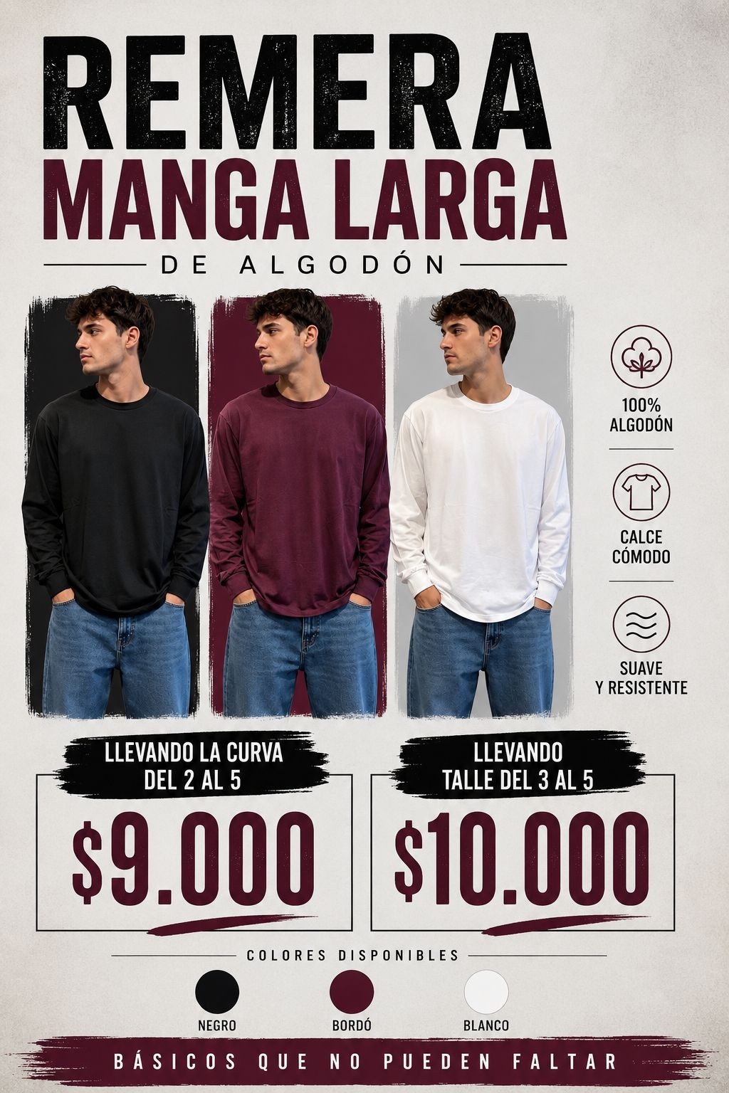 Remera Manga Larga Algodon - Imagen 2