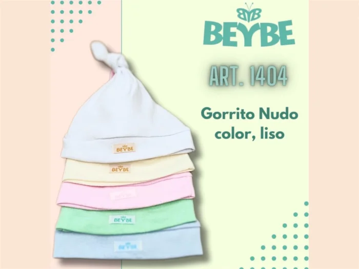 Gorro Liso con Nudo Beybe Art.1404 Pack X 12 Surtido de Colores
