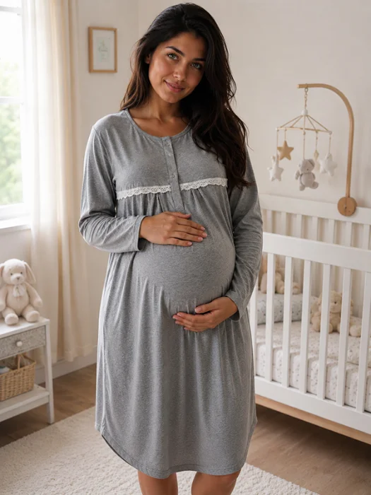 -camison Maternal Amamantar Manga Larga Puro Algodon Linea Jeble