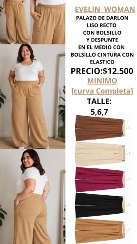 Pantalon Palazo Plus Size con Pespunte