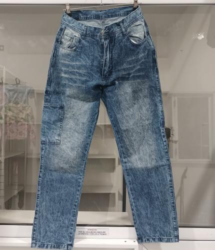Jeans Carpintero Azul con Bigotes y Degradado