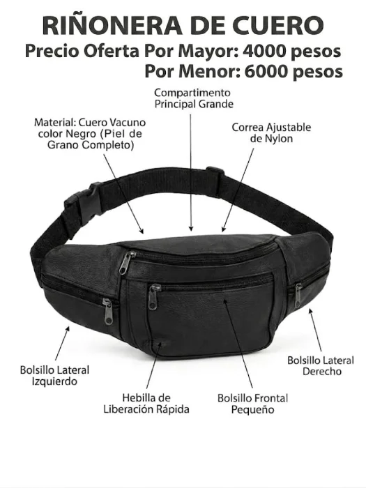 Riñonera Cuero Vacuno