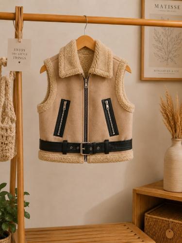 Chalecon Gamulan con Piel para Niña,hermosos!!