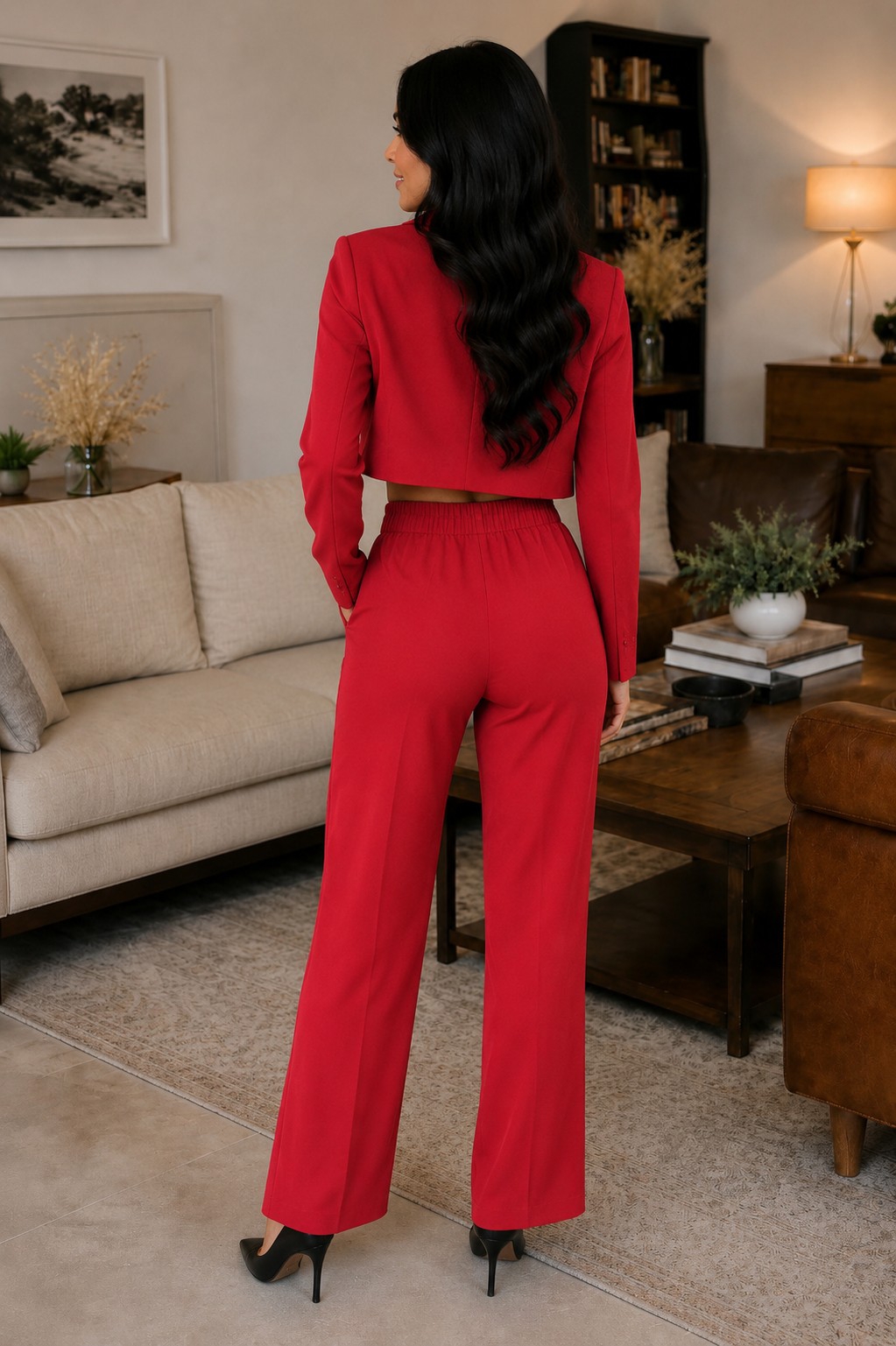 Conjunto Pantalón y Blazer Corto de Bengalina Elastizada - Imagen 2