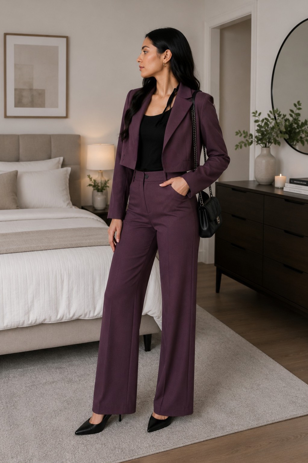Conjunto Pantalón y Blazer Corto de Bengalina Elastizada - Imagen 3