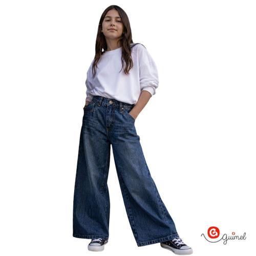 4216	jean Nena Teen Wide Azul Oscuro con Bigote Progresivo