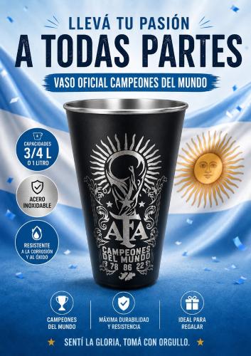 Vasos Acero Inoxidable. Dia del Amigo. Mundial. Argentina.oferta - Miniatura 3
