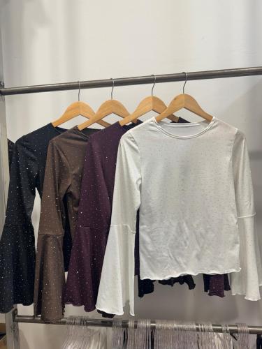Remera Manga Oxford Strass