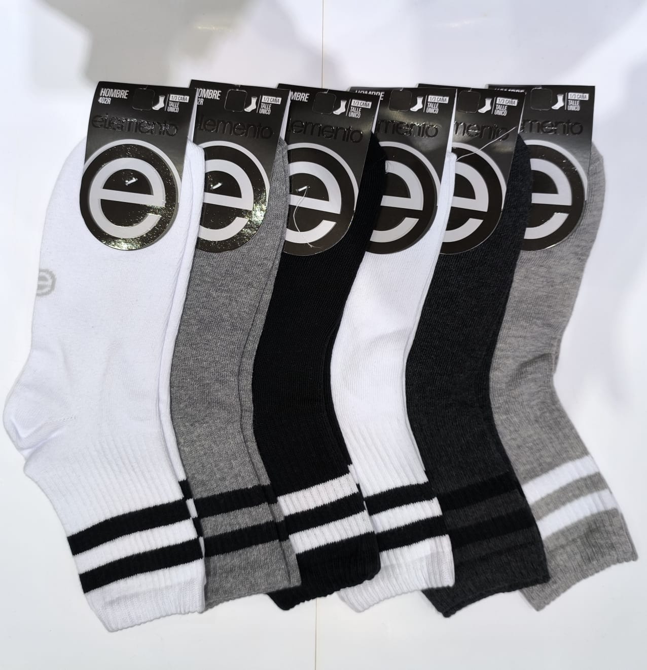 Medias Elemento Tercio Caña Rayado Hombres Algodón Pack X12 Art.402r - 1rsl.jpg