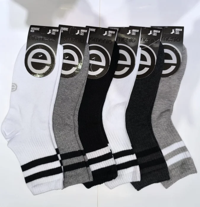 Pack X12 Medias  Tenis Elemento 1/3 Caña  Rayado Hombres Art.402r