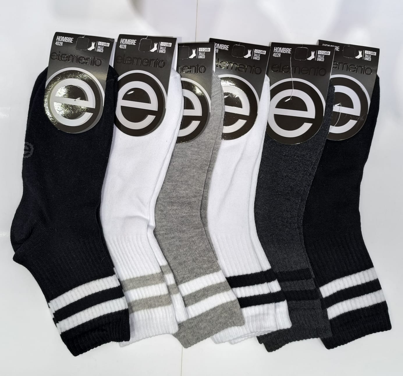 Medias Elemento Tercio Caña Rayado Hombres Algodón Pack X12 Art.402r - 2rsl.jpg