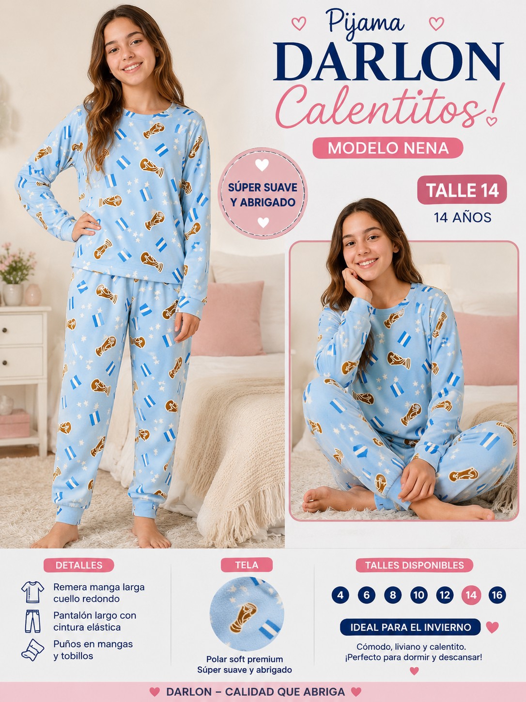 Pijamas de Argentina Darlon Super Calentitos 4 al 16 - Imagen 2