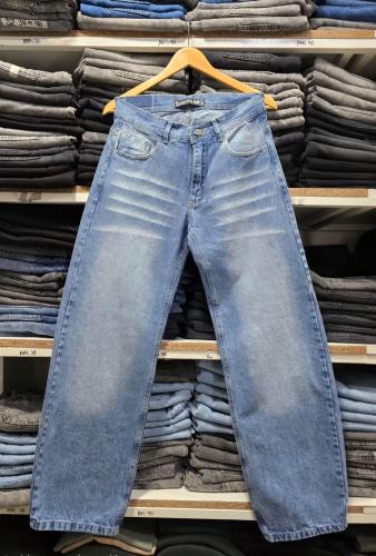 Pantalón Baggy Liso Azul Medio Big New