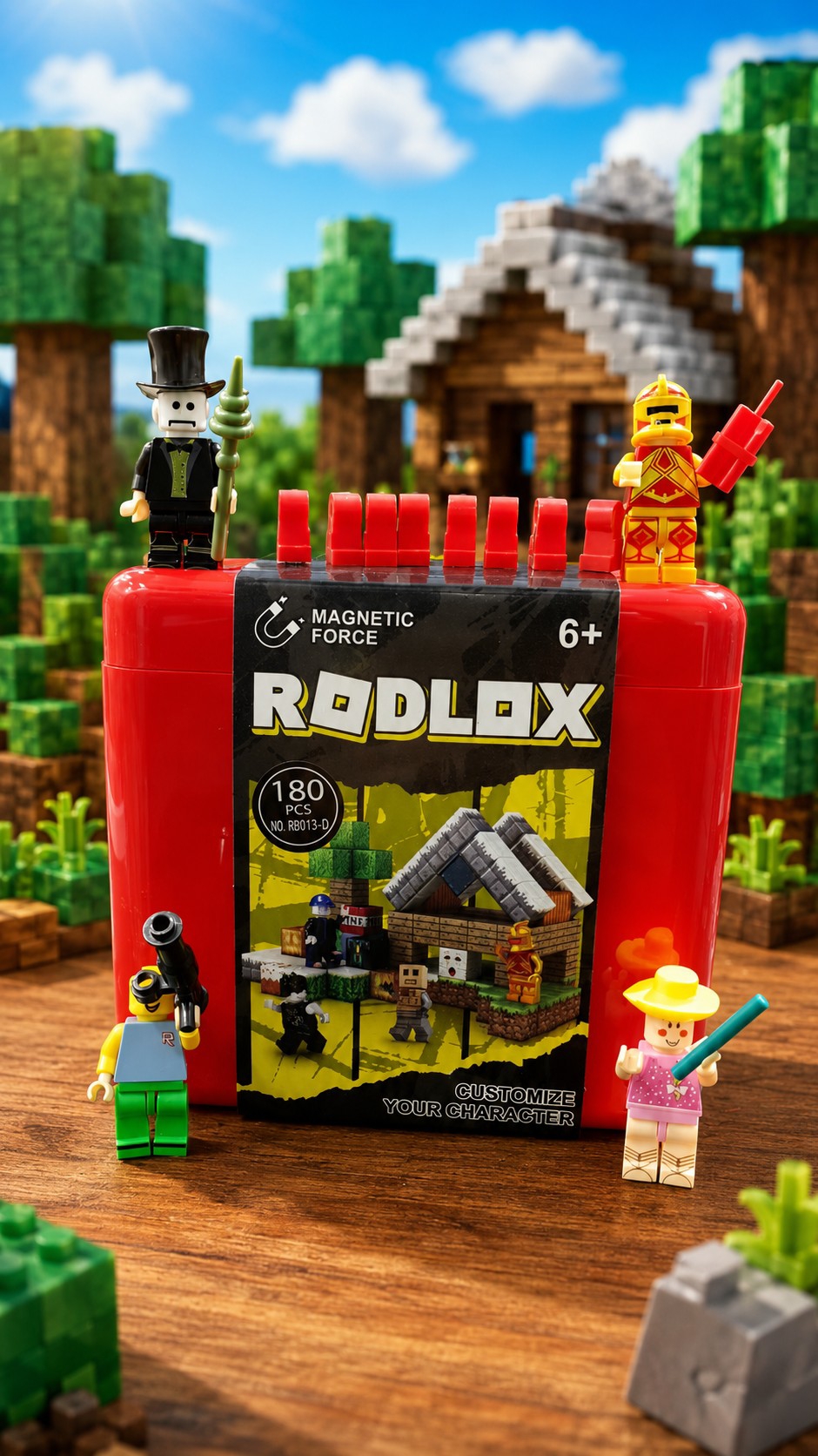 Bloques Magneticos Rodlox / Minecraf -180 Piezas / 4 Muñecos - Imagen 1