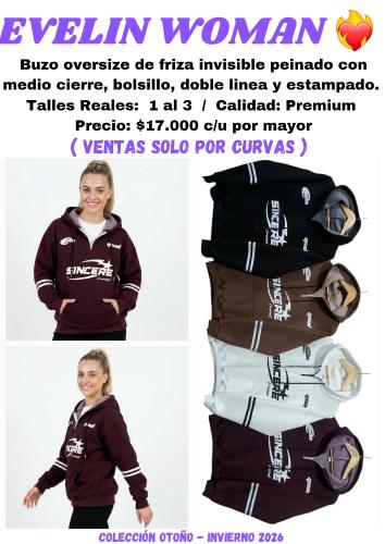 Buzo Oversize con Medio Cierre Sincere