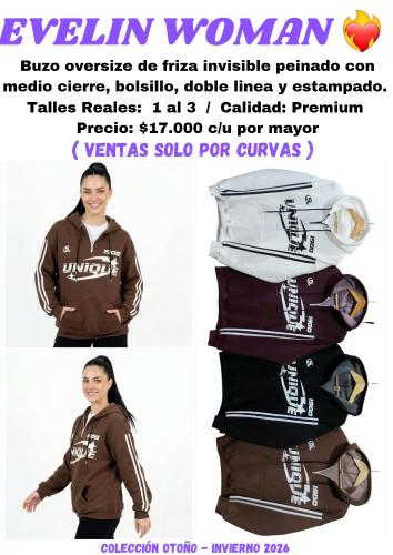Buzo Oversize con Medio Cierre Unique