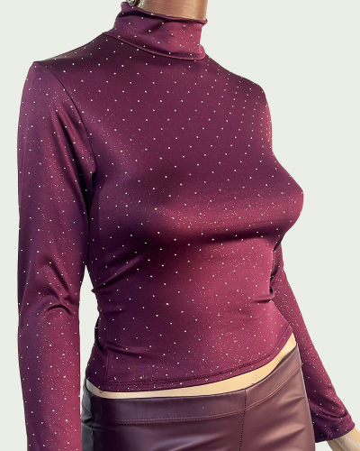 Media Polera Microfibra con Strass Mangas Largas
