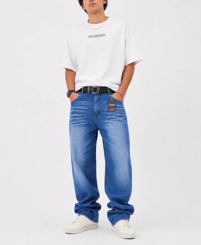 Pantalón Recto Azul Bigote
