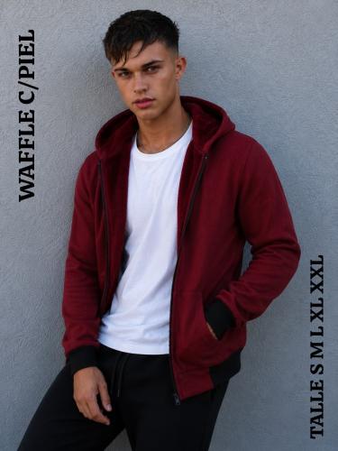 Campera Waffle con Piel