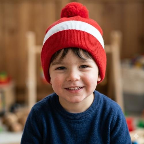 Gorro Rocky con Pompon de River para Niños hasta 7 Años Aproximado
