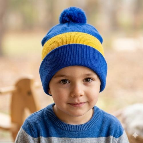 Gorro Rocky con Pompon de Boca para Niños hasta 7 Años Aproximado