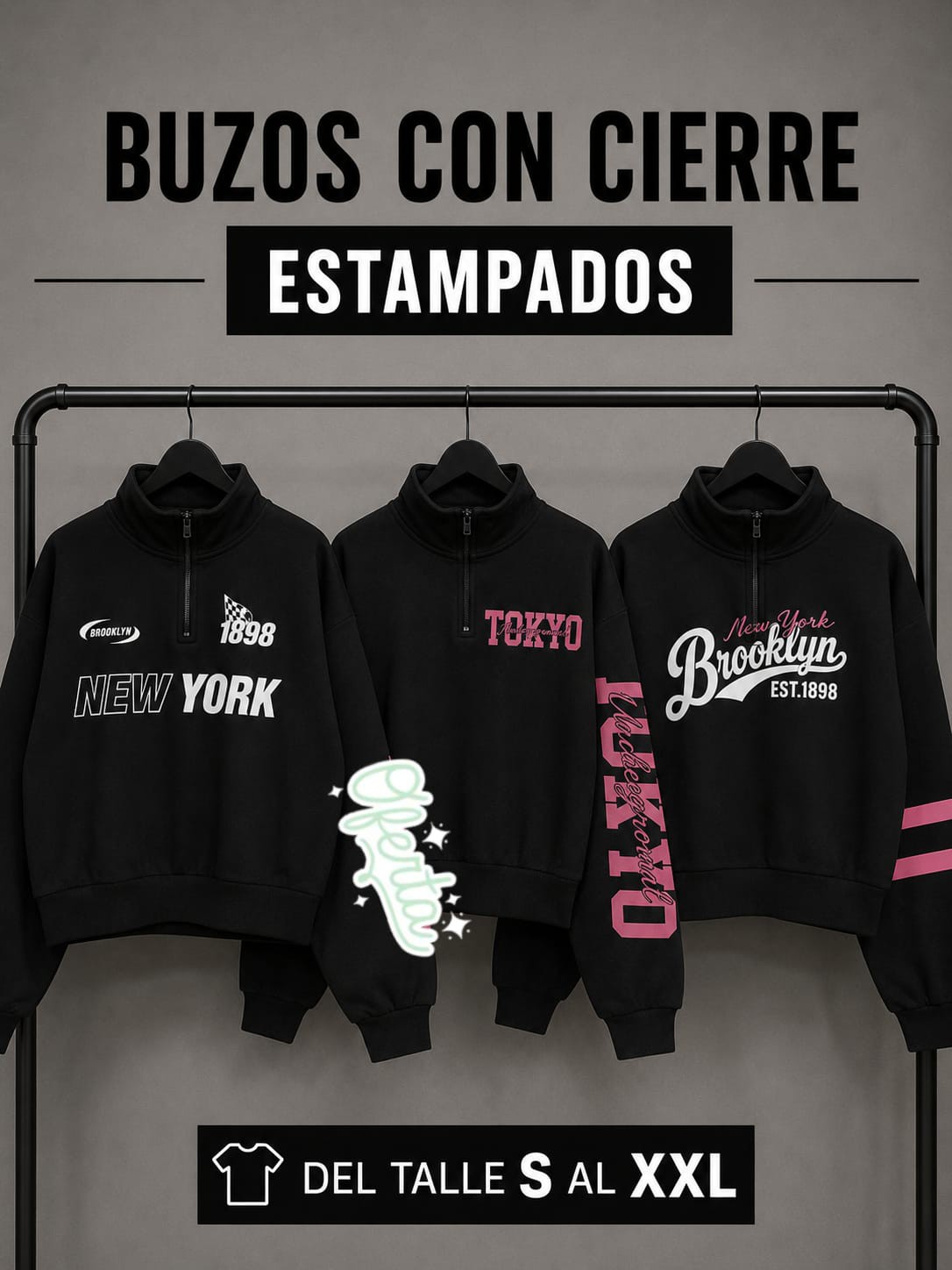 Buzo Friza Oversize C/cierre New York - Imagen 2
