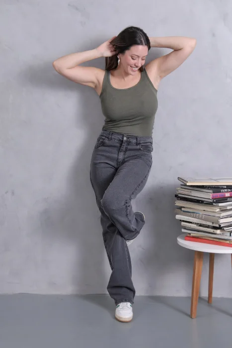 Wide Leg Gris Topo! Elastizado