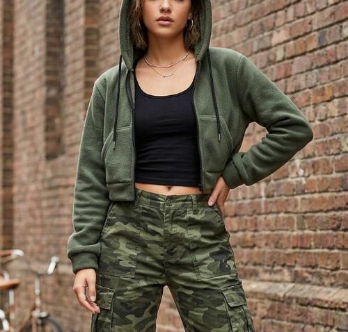 Campera Crop con Piel