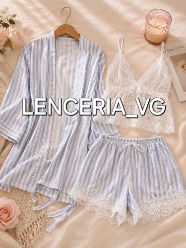 Pijama Saten ×3 Piezas