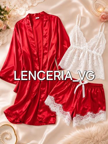 Pijama Saten ×3piezas