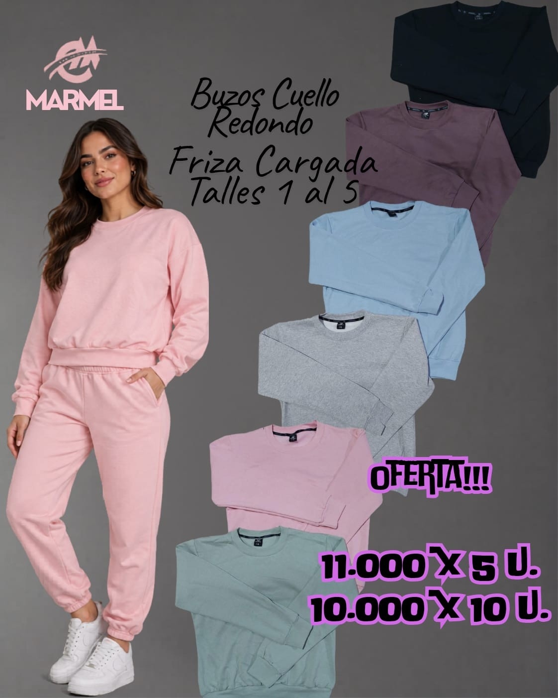 Buzo Cuello Redondo de Friza Cargada Talles 1 al 5 - Imagen 4