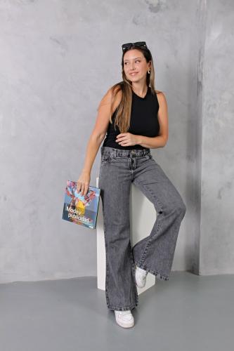 Oxford Gris Rigido Tiro Medio! Tendencia